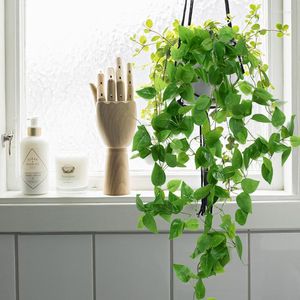 Flores decorativas de eneldo verde simulado, cosas artificiales, hojas de vid, plantas, vides, colgante de pared, decoraciones de ratán para el hogar y el jardín