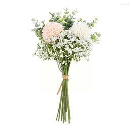 Fleurs décoratives simulées tenant mariage hortensia Macrophylla artificielle mariée Bouquet plantes maison accessoires décoration W7A6