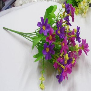 Fleurs décoratives simulées Juglans Daisy salon en fausse soie avec 7 fourchettes et 28 têtes
