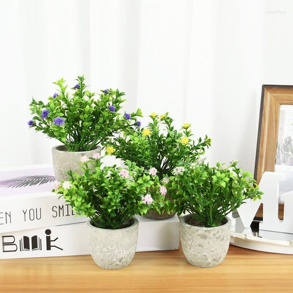 Fleurs décoratives simulées Mini plante en pot petites plantes artificielles bonsaï faux pour la maison jardin bureau Table chambre décoration ornements