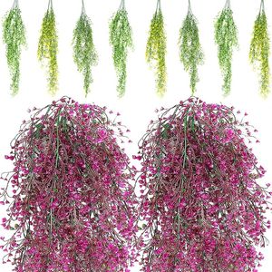 Fleurs décoratives simulées orchidée vigne vert jaune violet fausse plante tenture murale panier fleur mariage maison jardin décoration Aitificial