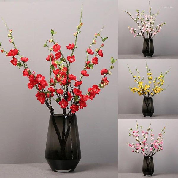 Fleurs décoratives simulées Branches de fleurs de pêche fleur artificielle en soie pour la maison décor de fête de mariage faux plastique