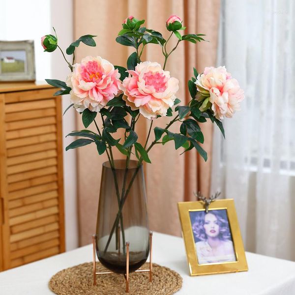 Flores decorativas Peony Peony Red House Decoration Festive Falso en el porche de la sala de estar