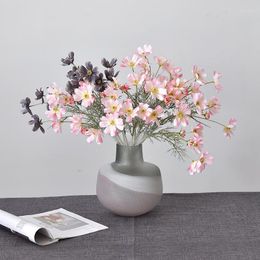 Fleurs décoratives simulées chrysanthème persan 6 têtes floquées Sanger fleur soie artificielle maison salon décoration Decoratio