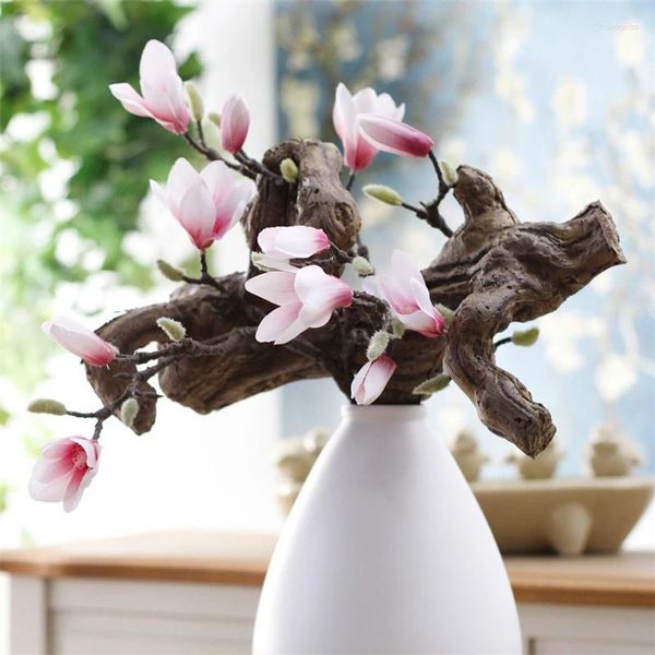 Fleurs décoratives Simulate Small Magnolia Plantes artificielles Bonsaï Blanc Corkhome Party Mariage Décoration