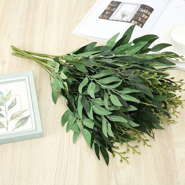 Fleurs décoratives plante simulée 5 feuille de saule fourchue fleur artificielle décoration de salle de mariage Simulation verte en pot petit paquet