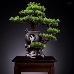 Decoratieve bloemen gesimuleerde planten bonsai kunstmatige pijnboompijntafel decoratie indoor groen potten nep planten home decor