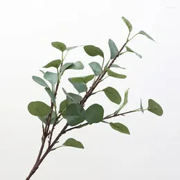 Fleurs décoratives Mur de plante simulée avec fruit eucalyptus feuille de feuille décoration argent vert