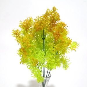 Fleurs décoratives plantes simulées matériaux de mur artificiel 6-branche nidification de l'herbe à eau de fleur plante verte 2pcs