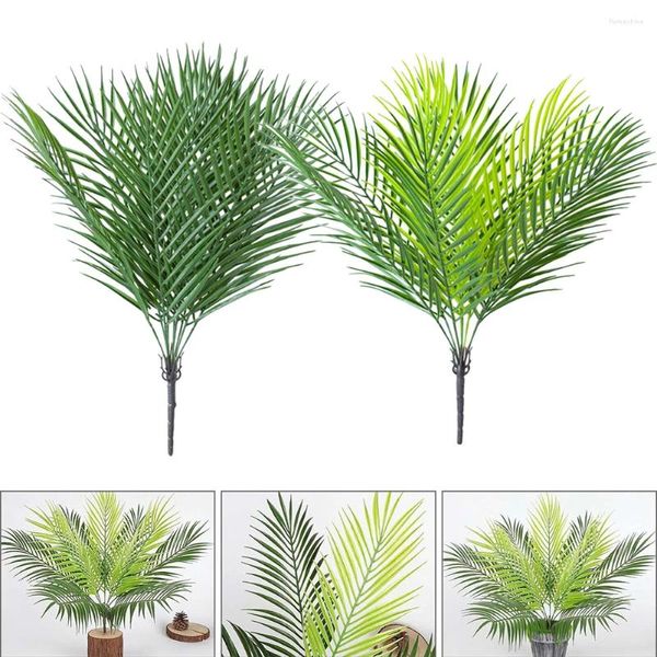 Flores decorativas Plantas simuladas Palmera artificial 9 cabezas Decoración para el jardín del hogar Hojas falsas de plástico Helecho