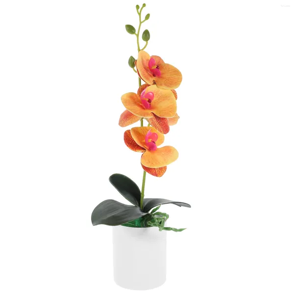 Fleurs décoratives simulées en pot, ornement de bureau, orchidée réaliste