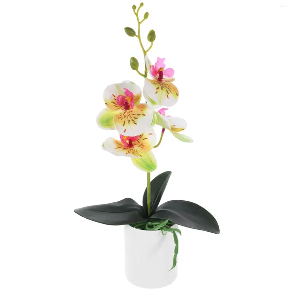 Fleurs décoratives Simulate Plantes en pot à fleur artificielle fausse de bureau en plastique orchidée réaliste faux bonsaï faux