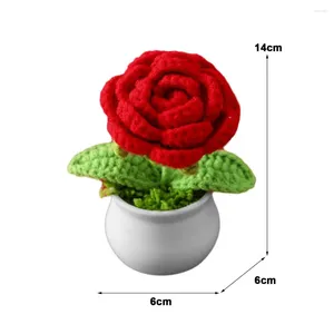 Fleurs décoratives Simulate Rose Plantes en pot rose Pots artificiels Simulation tissée à la main