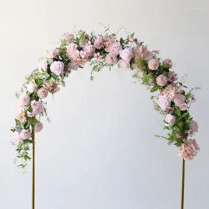 Decoratieve bloemen gesimuleerde Rose Vine Handgeweven rotan evenement podiumstandaard bruiloft achtergrond boog Frame Decor arrangement bloemen