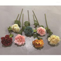 Fleurs décoratives tissu de soie simulé célibataire pivoine chrysanthemum artificiel fleur matériaux de mariage accessoires de richesse arrangement à domicile