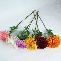 Fleurs décoratives simulées chrysanthème unique en soie grande tête fleur pographie accessoire chambre ornements de bureau décor de fête de mariage faux