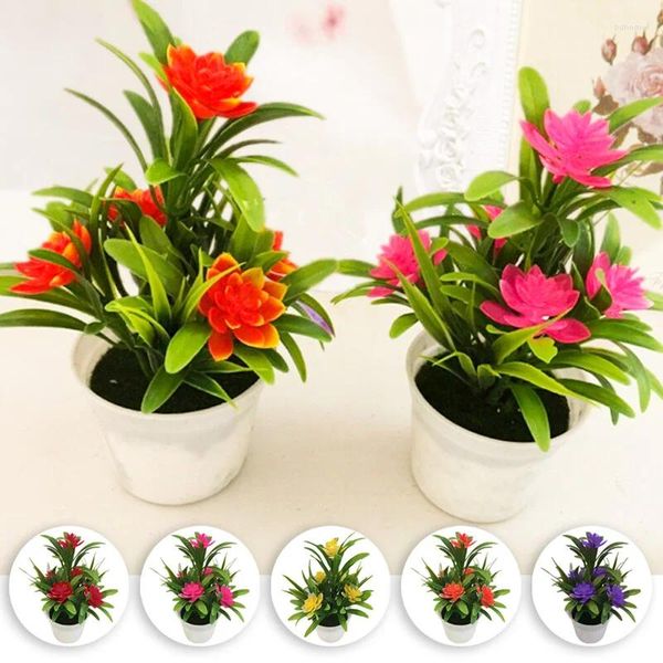 Fleurs décoratives simulées petit bonsaï fleur artificielle plante Pot faux Lotus Table mariage fête jardin décoration