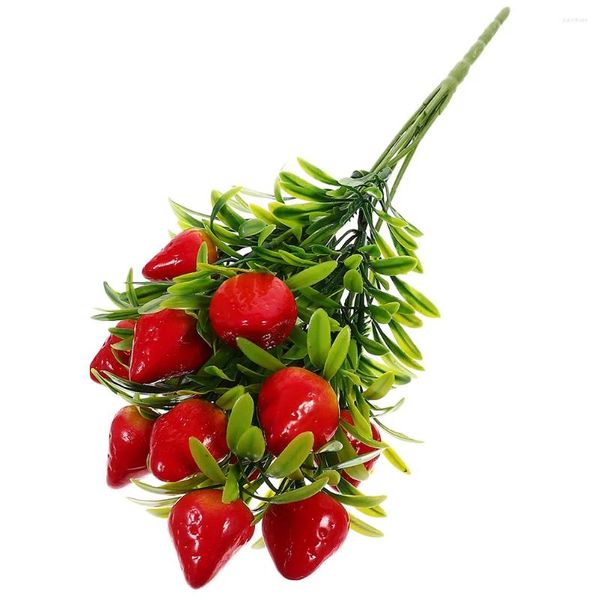 Fleurs décoratives simulées fraises, décor de bureau, tiges artificielles, branche de fruits, bricolage, Faux Pvc