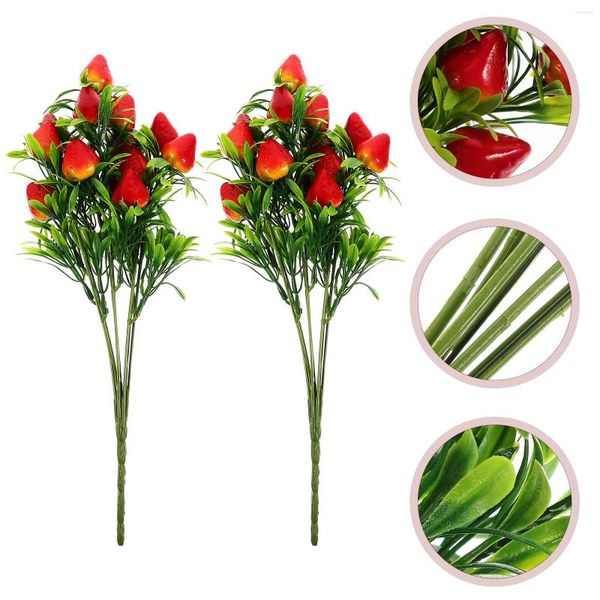 Fleurs décoratives simulées fraises, décorations de fête, ornement, fausses Branches, Bouquet de Festival artificiel
