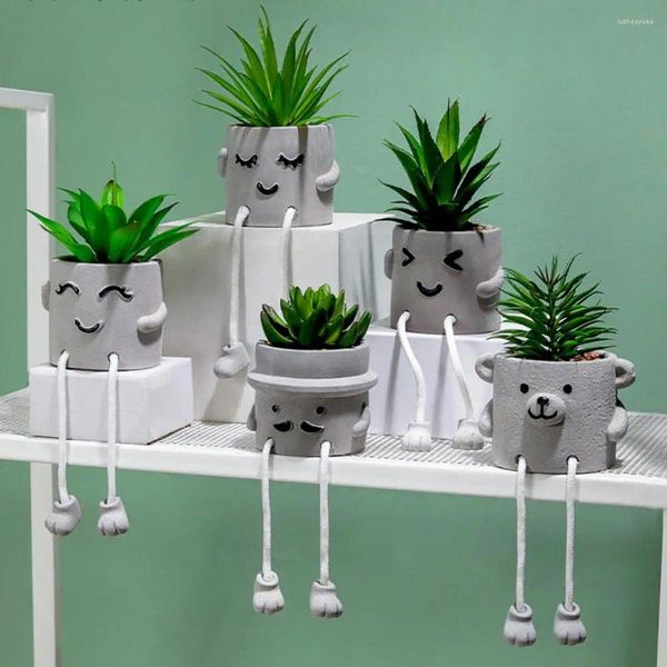 Fleurs décoratives simulées plante succulente dessin animé Eucalyptus bonsaï décor pour maison jardin artificiel en pot avec de longues jambes