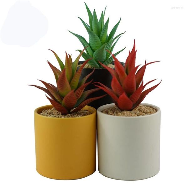 Fleurs décoratives simulées plante succulente boule de tissu Barbade Aloe ornemental bonsaï couleur artificielle en pot sans pot de fleurs