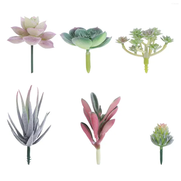 Flores decorativas suculentas simuladas cactus artificial accesorios realistas sin rodear materiales de bricolaje jarrón