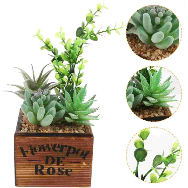 Flores decorativas suculentas simuladas pequeñas plantas de interior Mini artificiales grandes vivos falsos adornos de interior Pe