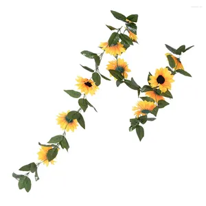 Decoratieve bloemen gesimuleerde zonnebloem kunstmatige nep wijnstok faux zonnebloemen zijden rattan feest tuin decoratie bruiloft