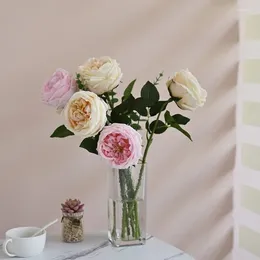 Fleurs décoratives Simulated Touch Hydrating Austin Rose Wedding Party Party Room Room Pobrins Home Decoration Fake Simulation Fleur