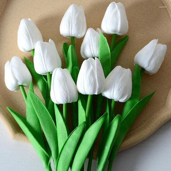 Mini fleurs décoratives en PU, simulation de tulipe, décoration de maison, faux Bouquet artificiel de mariage