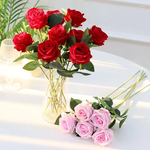 Fleurs décoratives simulées velours Rose fleur artificielle maison salon mariage pièce unique