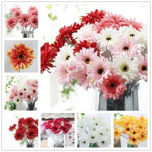 Decoratieve bloemen gesimuleerde gele rubberen roze chrysanthemum kunstmatige planten bonsai sterren gras thuis feestje bruiloft decoratie