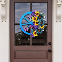 Decoratieve bloemen simulatie kunstmatige slingers ornament lente zonnebloem krans voordeur hanger muur hangende kerstfeestdecoratie