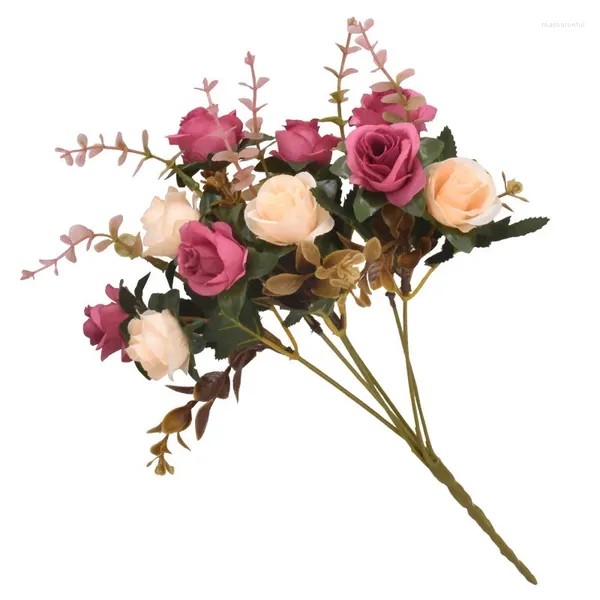 Fleurs décoratives Simulation Bouquet de fleurs artificielles Mini Rose faux salon décor fête mariage Arrangement romantique esthétique