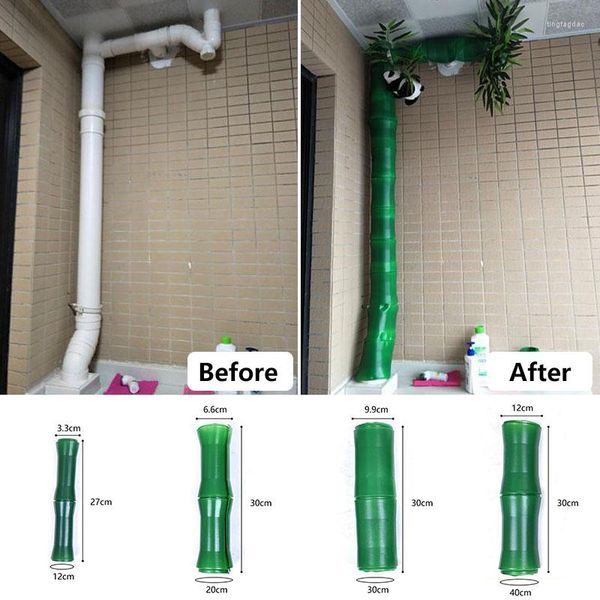 Fleurs décoratives Simulation Bambou Écorce Tube Décor Vert En Plastique Artificielle Climatisation Chauffage Tuyau De Gaz Bureau Maison Fournitures