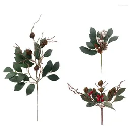 Fleurs décoratives simulation banyan feuille verte plante décoration intérieure en soie fausse pine corne de pin plantas artificiels artificiels