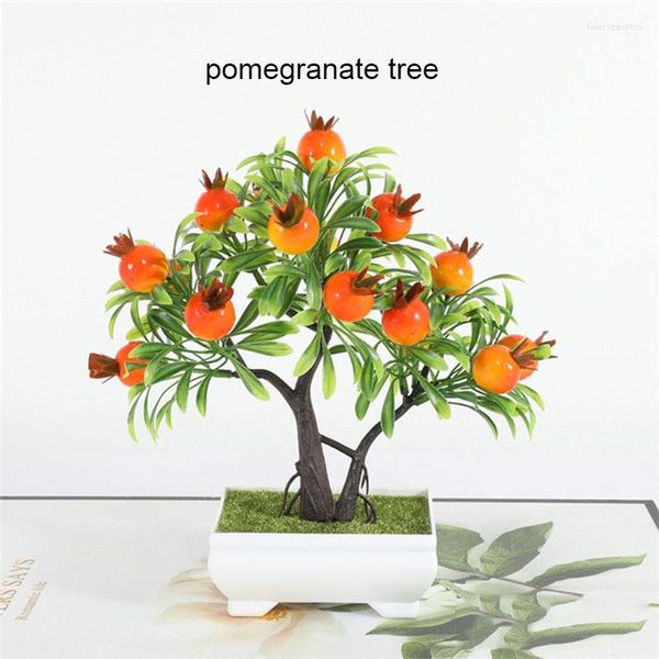 Fleurs décoratives Simulation bonsaï artificiel arbre fruitier Pot faux jaune mousse en Pot décoration de la maison accessoires décor de mariage