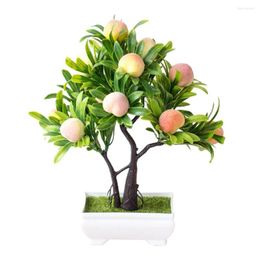 Decoratieve bloemen Simulatie Bonsai Plastic nep Peach Tree Plant Decor Realistische vorm Pot Flower Party Supplies