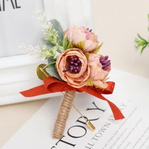 Simulation de fleurs décoratives pour marié, Corsage de mariage, costume pour homme, broche de décoration, Arrangement floral de poche haut de gamme