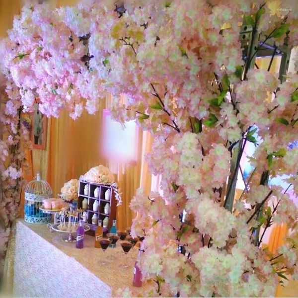 Simulation de fleurs de cerisier décoratives, 100CM de Long, quatre Branches, fausse tige Sakura pour mur de maison, arc de mariage