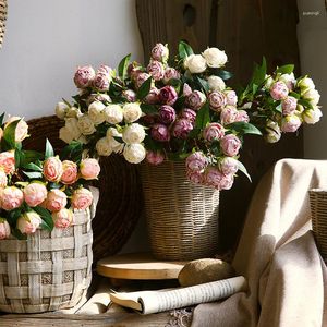 Flores decorativas simulación coque borde rosa alta calidad seda artificial decoración de la boda hogar sala de estar comedor mesa decoración