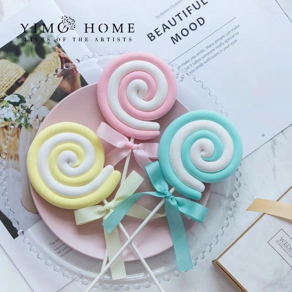 Fleurs décoratives simulation coton sucette faux bonbon gâteau basse fenêtre décoration accessoires po arrière-plan modèle de dessert mignon pour décoration intérieure