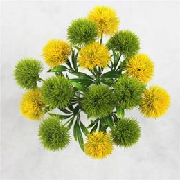 Fleurs décoratives Simulation Dandelion Decor simulé décor en plastique vert faux artificiel mariage de fleur / décoration de maison