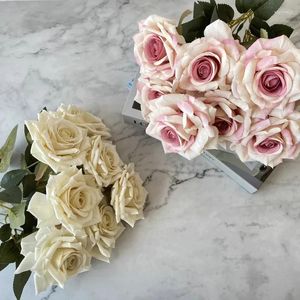 Fleurs décoratives Simulation Diamond Roses Bouquet Silk Fake Green Plant Shopping Mall Decoration Artificial Flower Orange Blue Rose