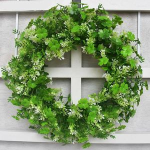 Guirnalda de puerta de simulación de flores decorativas, trébol grande, guirnaldas colgantes del Día de San Patricio americano de Milán, Happy Irish National 2023