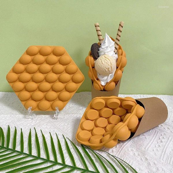 Fleurs décoratives simulation oeuf Waffle Faux aliments Eggettes Modèle de bulle bouffée Échantillon de dessert Affichage Po Prop