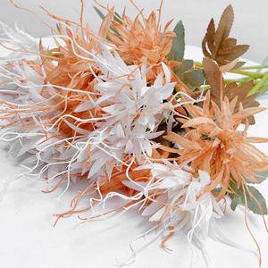 Fleurs d￩coratives Simulation ￩piphyllum D￩coration de mariage Ensemble de plomb fleur de fleur simple flamme en plastique Dragon moutarde d'herbe fausse