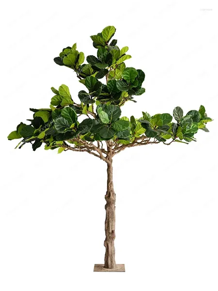 Fleurs décoratives simulation ficus lyrata plante en pot faux chêne banyan arbre bonsaï décoration verte surdimensionnée