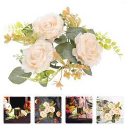 Simulation de fleurs décoratives, couronne d'anneaux floraux, bougies, décoration artificielle