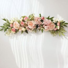 Decoratieve Bloemen Simulatie Bloem Boog Decor Bloemen Garland Voor Bruiloft Rose Runner Tafel Centerpieces Deur Muur